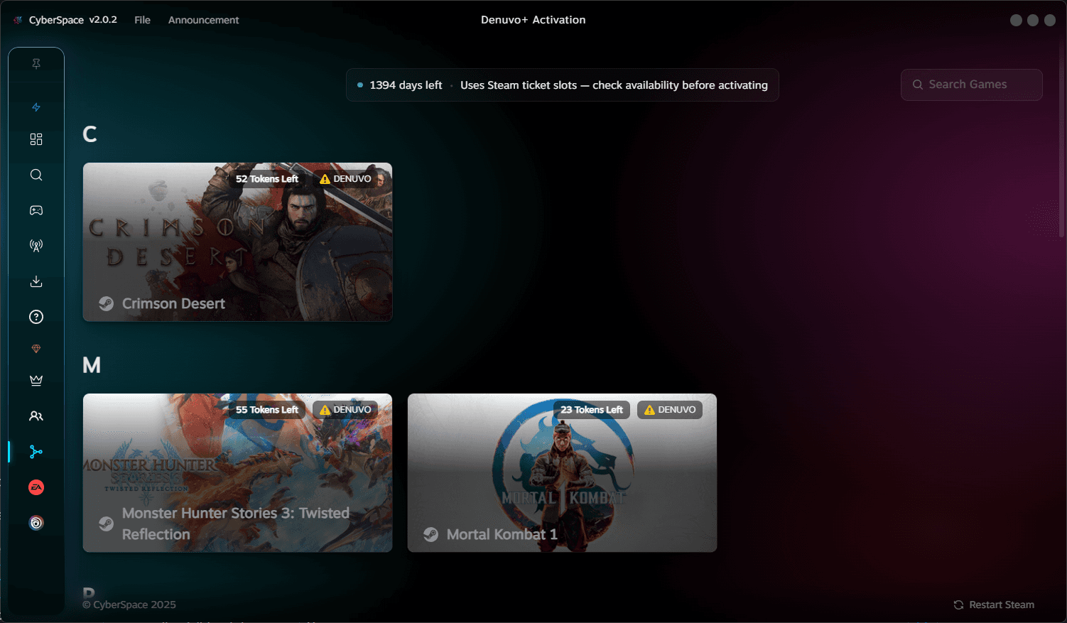 Denuvo on a seat-aware system.